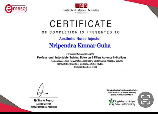 Dr. Nripendra Kumar Guha Certificate