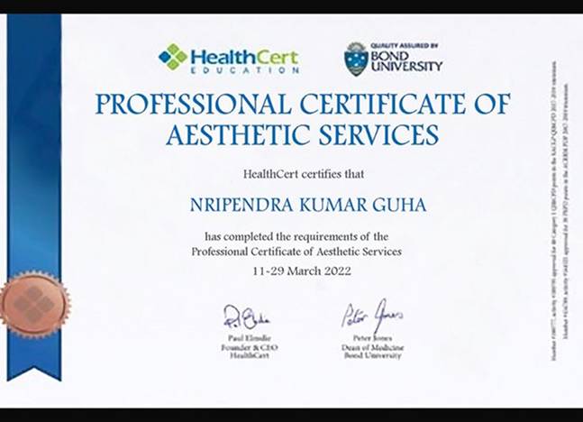 Dr. Nripendra Kumar Guha Certificate